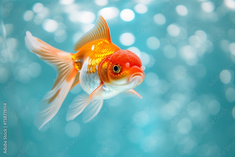 a goldfish swimming in water
