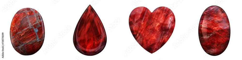 Red Labradorite Gemstone clipart collection, vector, icons isolated on transparent background