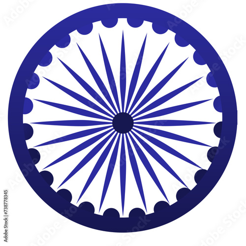 Ashoka Chakra Isolated on a White Background. A Symbol of Unity and Purity.