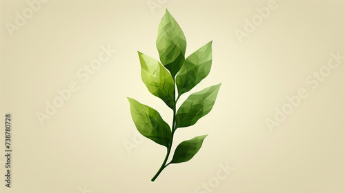 A Green Leaf on a beige Background