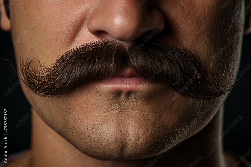 Fototapeta premium Close up of Handlebar mustache in face of middle-aged man