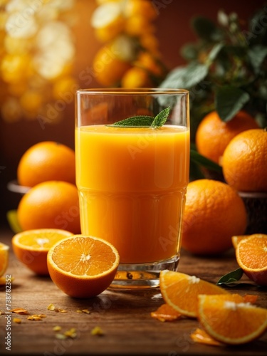 Refreshingly premium orange juice, cinematic drink photography, studio lighting and background 
