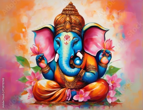 Illustration of Lord Ganesha, the son of God Shiva and Goddess Parvati. The Hindu God Ganesha is the remover of obstacles .He is the first God to be worshipped in all Hindu rites and rituals.