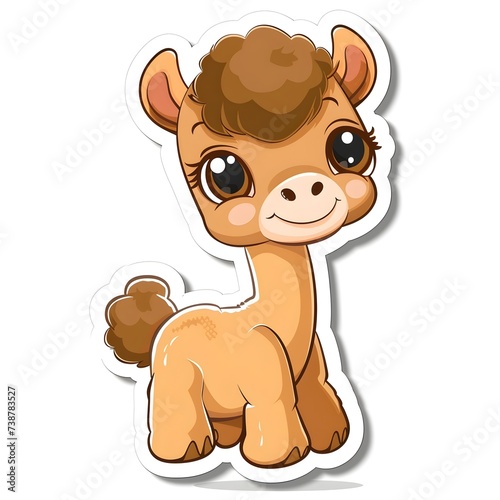 cute and funny baby Camel sticker on a white background