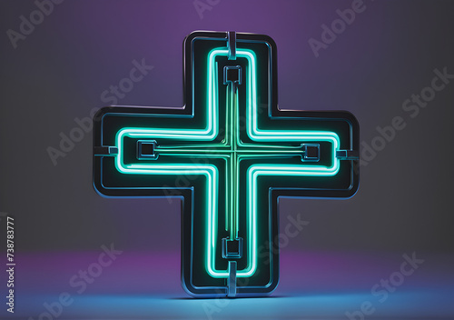 A beautiful 3D badge or 3D model of a medical cross. Generative AI