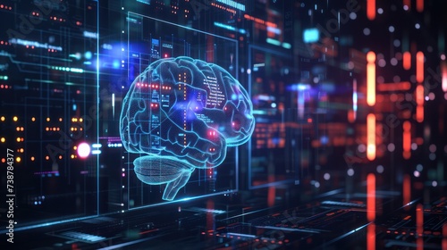 Technological Brain Illustration Symbolizing Artificial Intelligence Technological Advancement