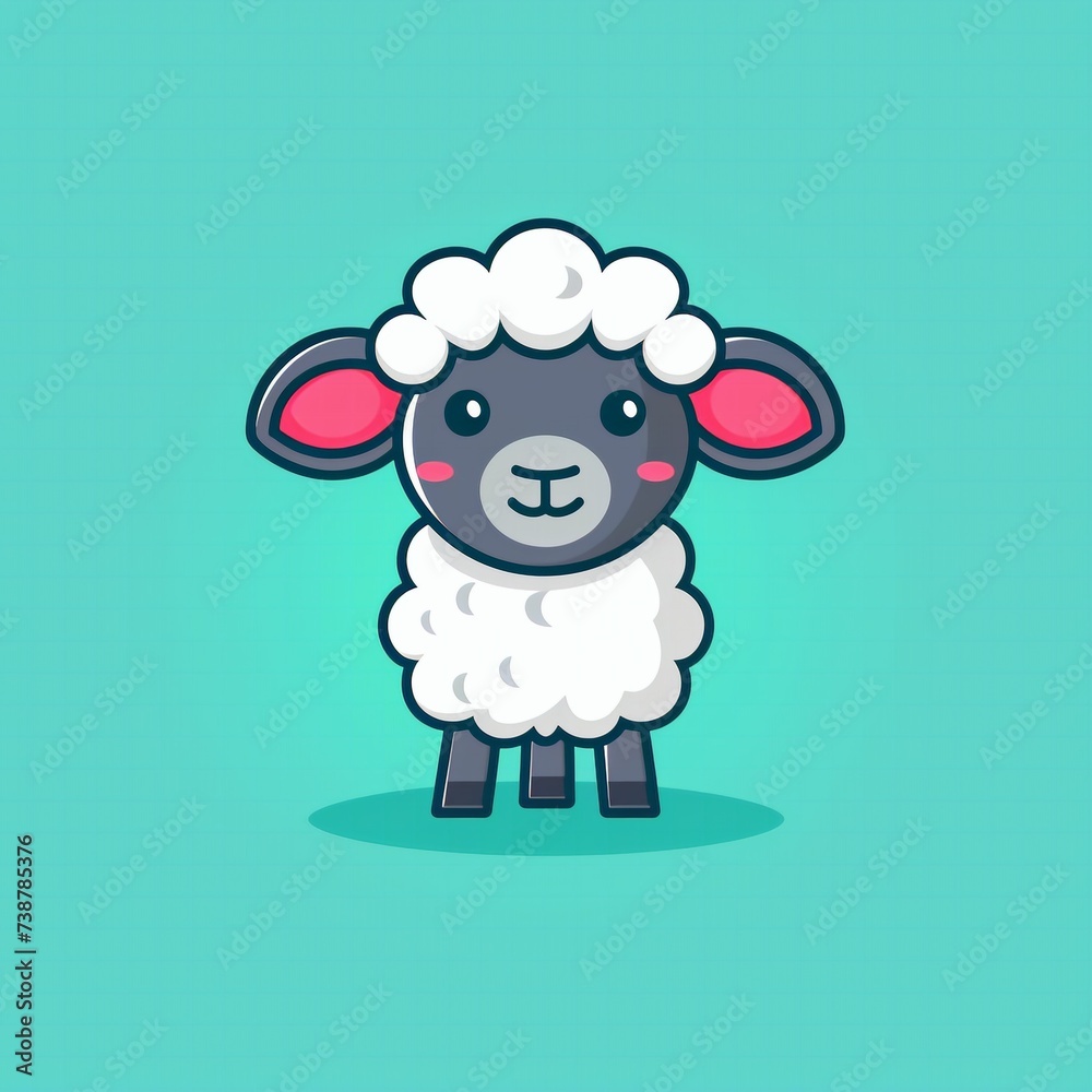 Fototapeta premium Flat design cute Sheep vector for logo or branding.
