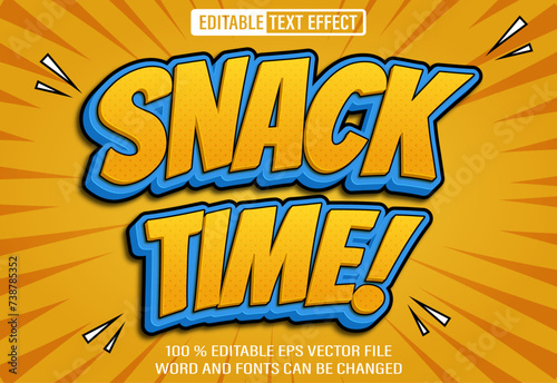 Editable 3d text style effect - Snack Time Funny Cartoon text effect Template