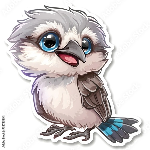 cute and funny baby Kookaburra sticker on a white background