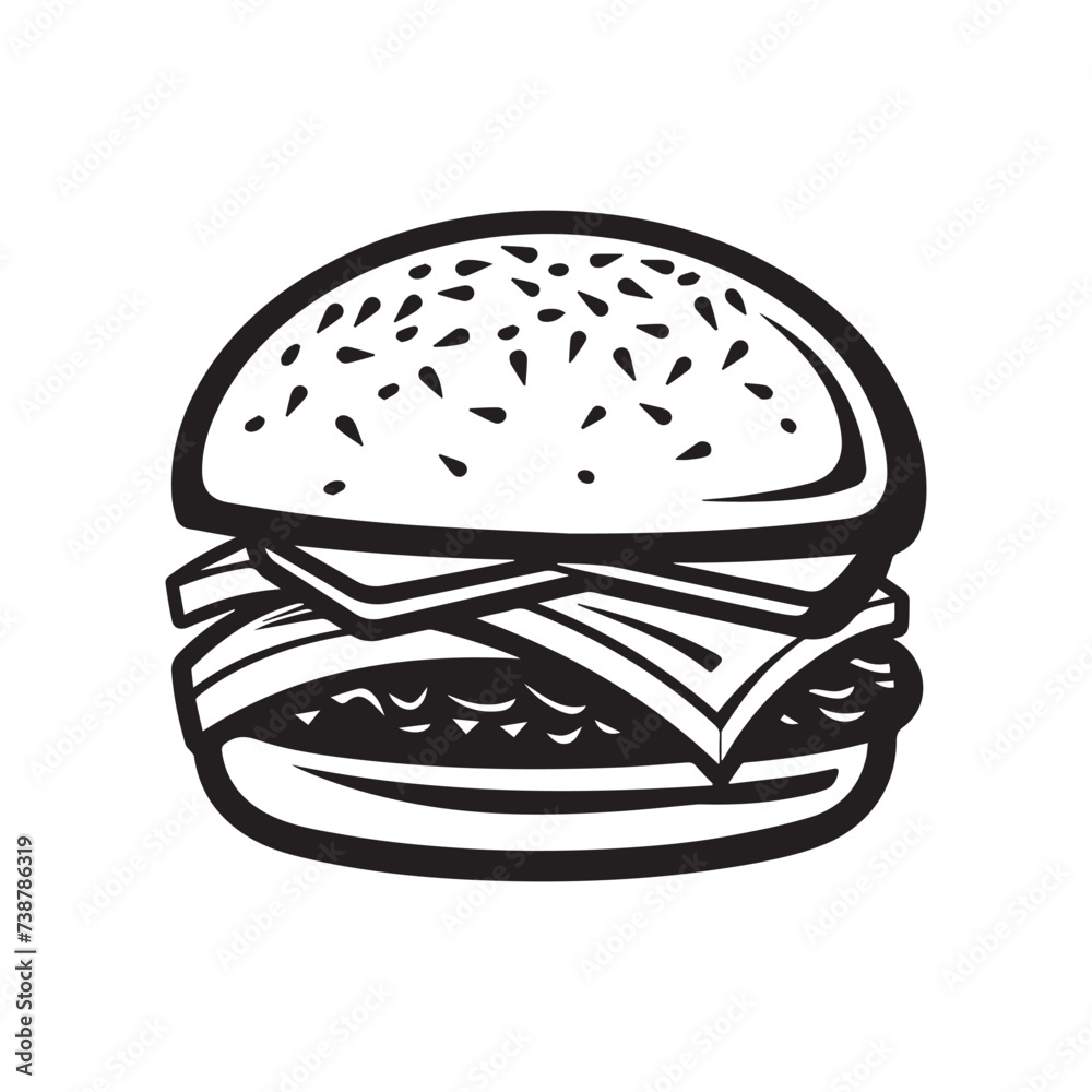 Burger Food icon white background vector design. Burger Food icon white background vector design.