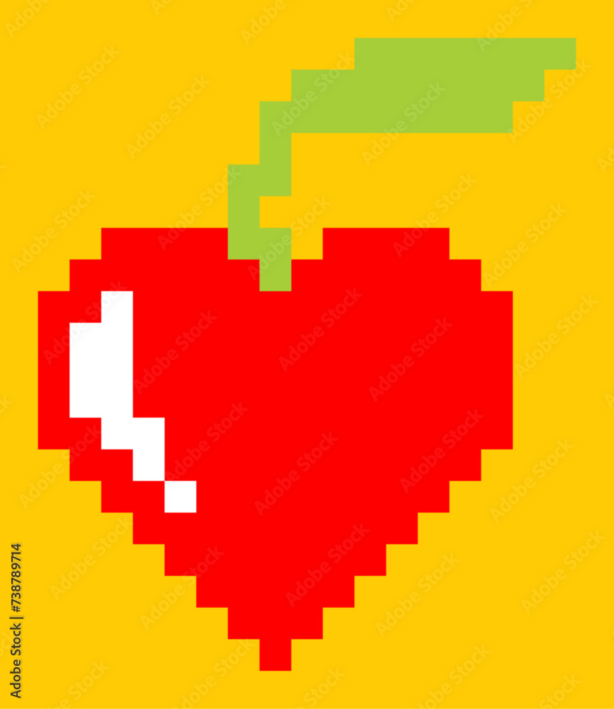 I like apples. Pixel vector illustration on yellow background