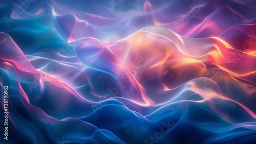 Abstract background featuring a mesmerizing blend of color combinations, colorful waves undulating as if underwater, light refracting and creating a kaleidoscope of blues, greens, and purples