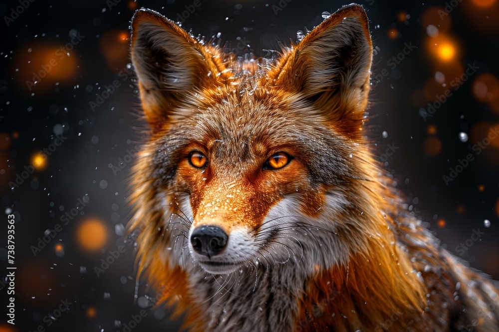 Fototapeta premium Intense Fox Portrait in Snowy Ambience