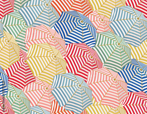 Modern Colourful beach umbrellas summer seamless pattern vector