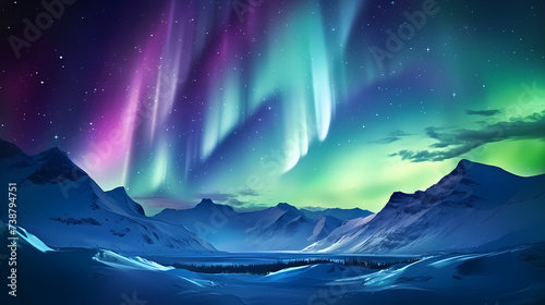 Vivid image of Northern Lights twinkling in the night sky