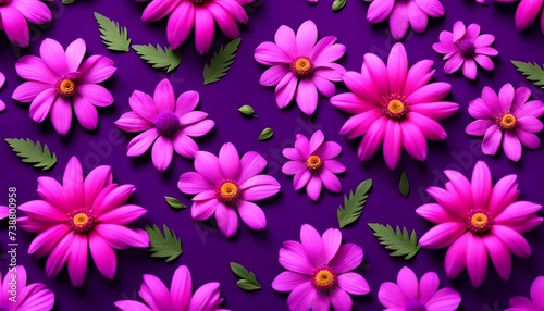Purple and Pink Flowers Pattern Background © MondSTUDIO
