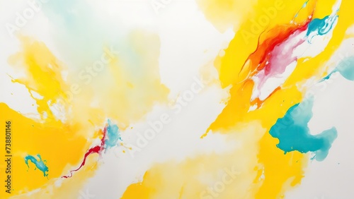 Multi colored abstract painting with bright White and yellow