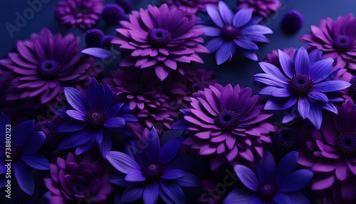Purple and Dark Blue Flowers Pattern background