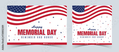 Set of memorial day sale web banner. Happy memorial day holiday sale post. Memorial day weekend sale banner. Memorial Day social media promotion template design in USA national flag colors