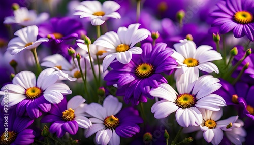 Purple and White Flowers Pattern Background