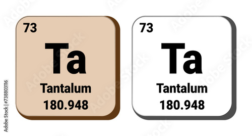 Ta, Tantalum element vector icon, periodic table element. Vector illustration EPS 10 File. Isolated on white background.