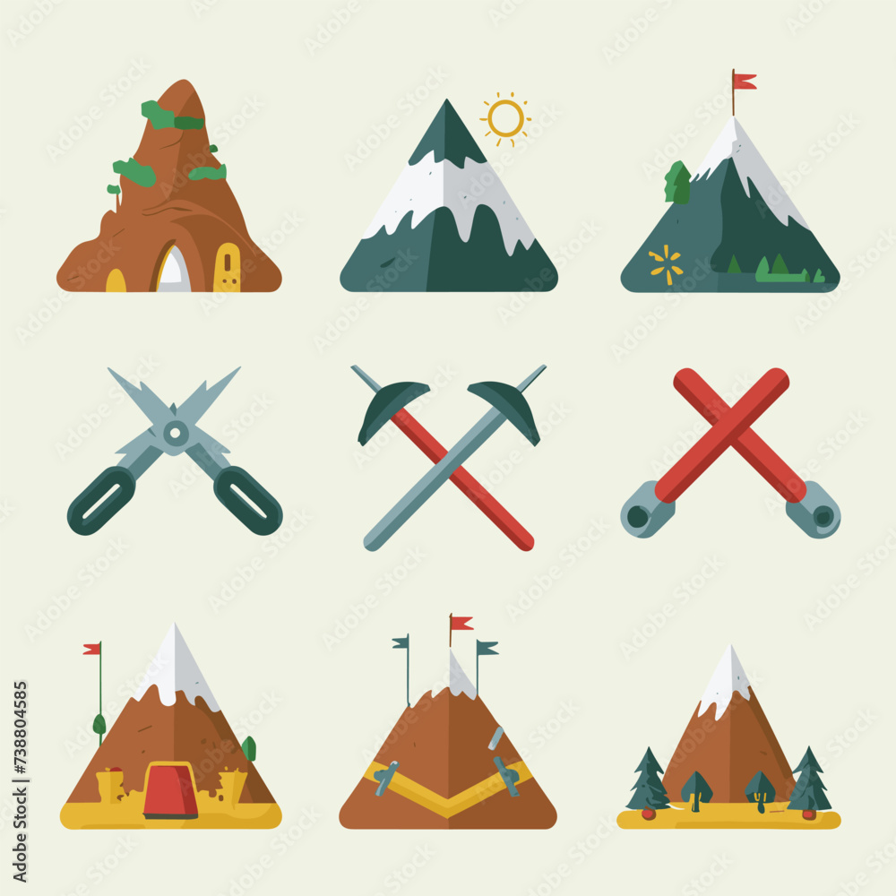 Hiking Icon vector set