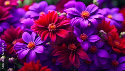 Purple and Red Flowers Pattern Background