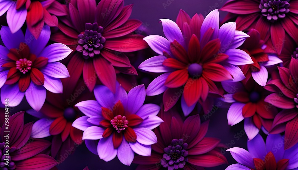 Obraz premium Purple and Red Flowers Pattern Background