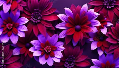 Purple and Red Flowers Pattern Background © MondSTUDIO