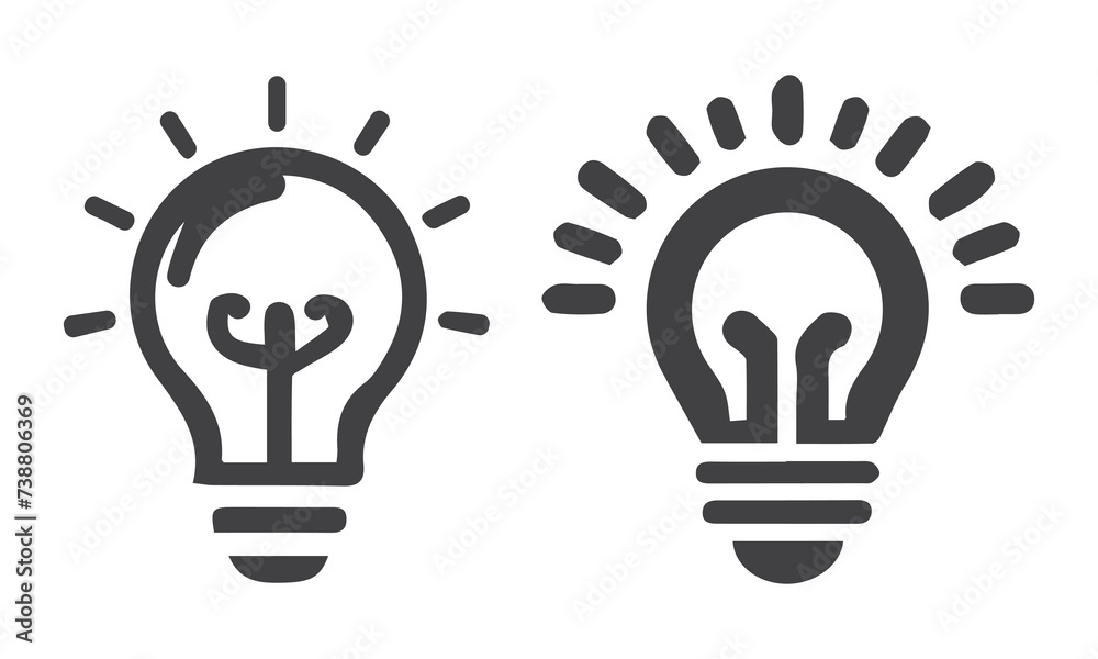 Vector light bulb icon with concept of idea. Doodle hand-drawn sign. Illustration for print, web Vector light bulb icon with concept of idea. Doodle hand-drawn sign. Illustration for print, web