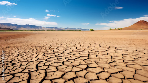 Ground cracking background, cracked land riddled with holes caused by severe drought