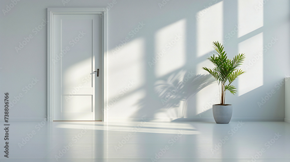 Elegant Home Interior: White Walls and Wooden Floors Create a Cozy and Inviting Space Elegant Home Interior: White Walls and Wooden Floors Create a Cozy and Inviting Space