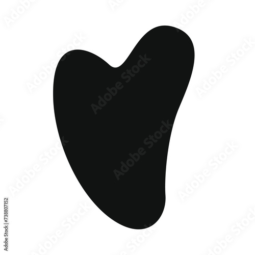 Guasha icon, Gua sha quartz stone for self-massage and skin care, flat vector illustration isolated on white background. Guasha scraper for spa and alternative medicine , japanese beauty silhouette