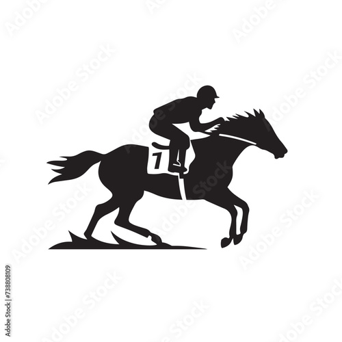 racing horse with jockey silhouette