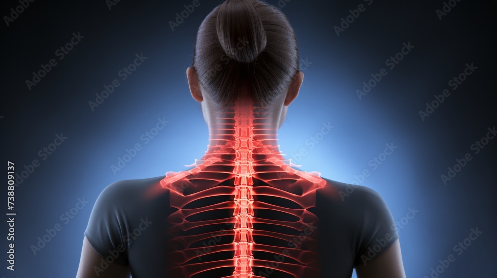 a woman with her back highlighted in red a woman with her back highlighted in red