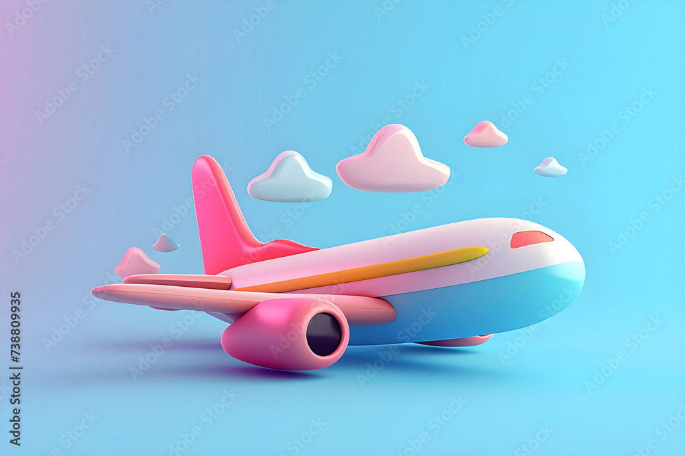 Minimal Aeroplan with clouds - Ai Generated