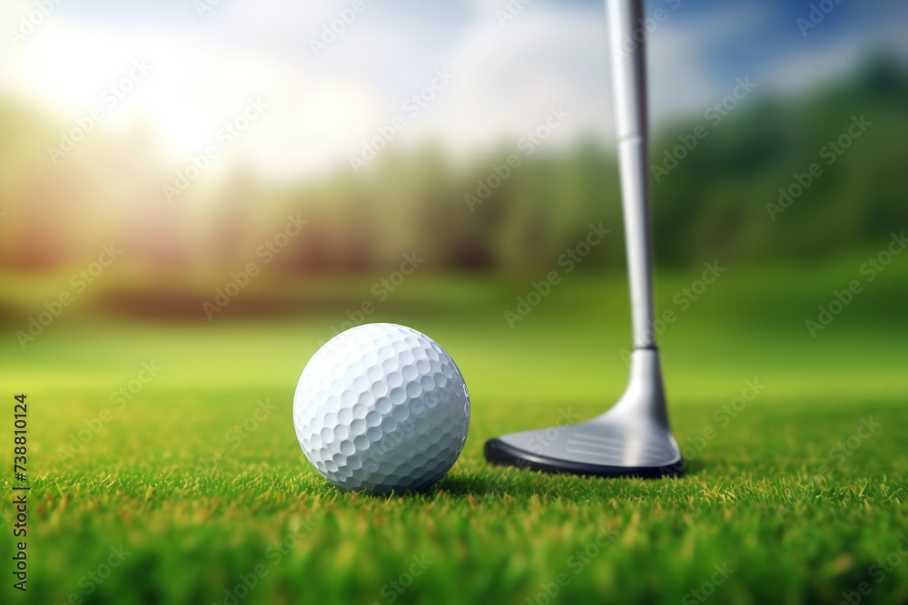 Obraz premium golf ball on green field