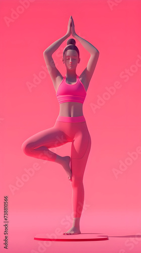 Minimal yoga girl against soft background - Ai Generated