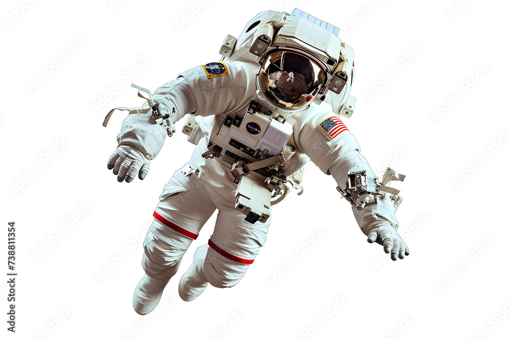 Flying Astronaut floating against white background - Ai Generated Flying Astronaut floating against white background - Ai Generated