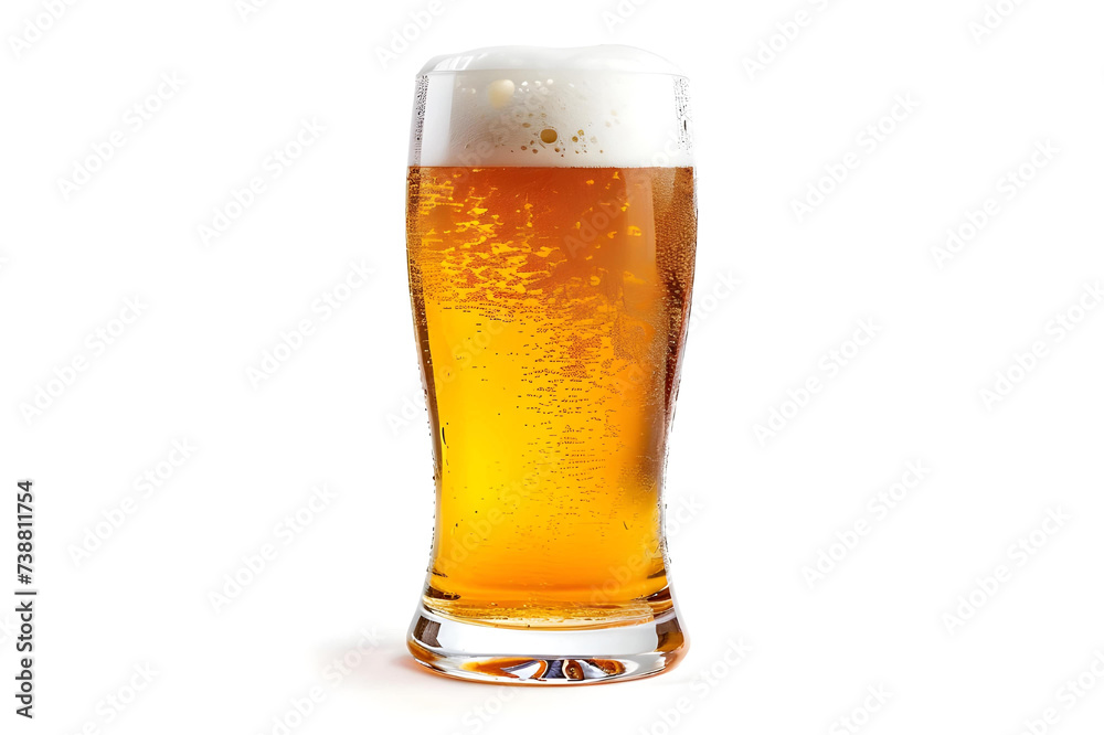 Beer glass over white background - Ai Generated Beer glass over white background - Ai Generated
