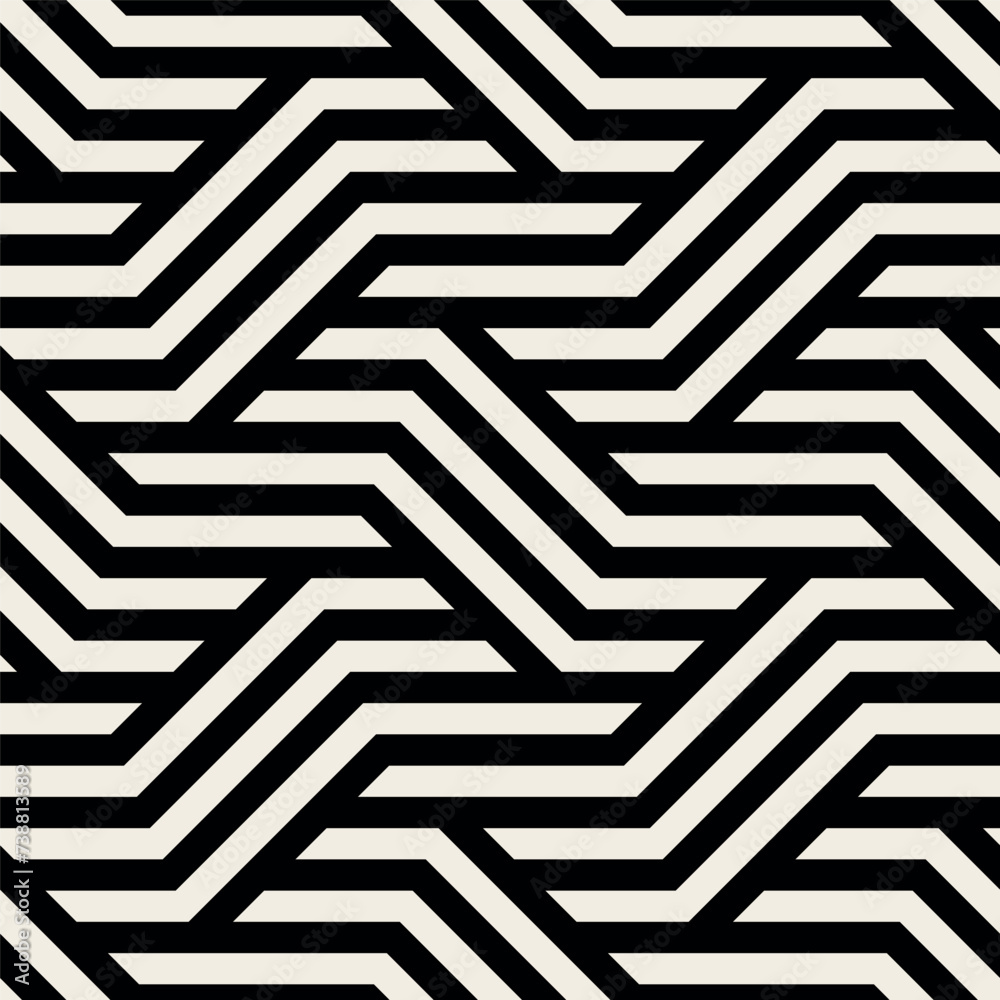 Vector seamless pattern with geometric waves. Endless stylish texture. Ripple monochrome background. Bold weaved grid. Modern interlaced swatch. Vector seamless pattern with geometric waves. Endless stylish texture. Ripple monochrome background. Bold weaved grid. Modern interlaced swatch.