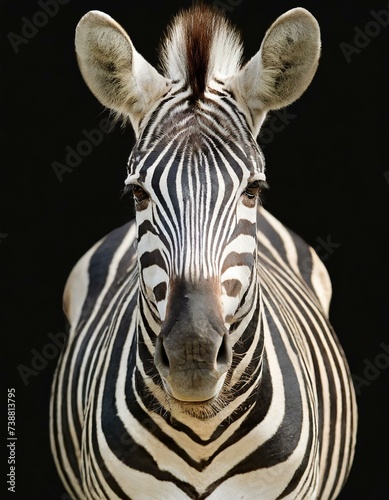 portrait of zebra on black