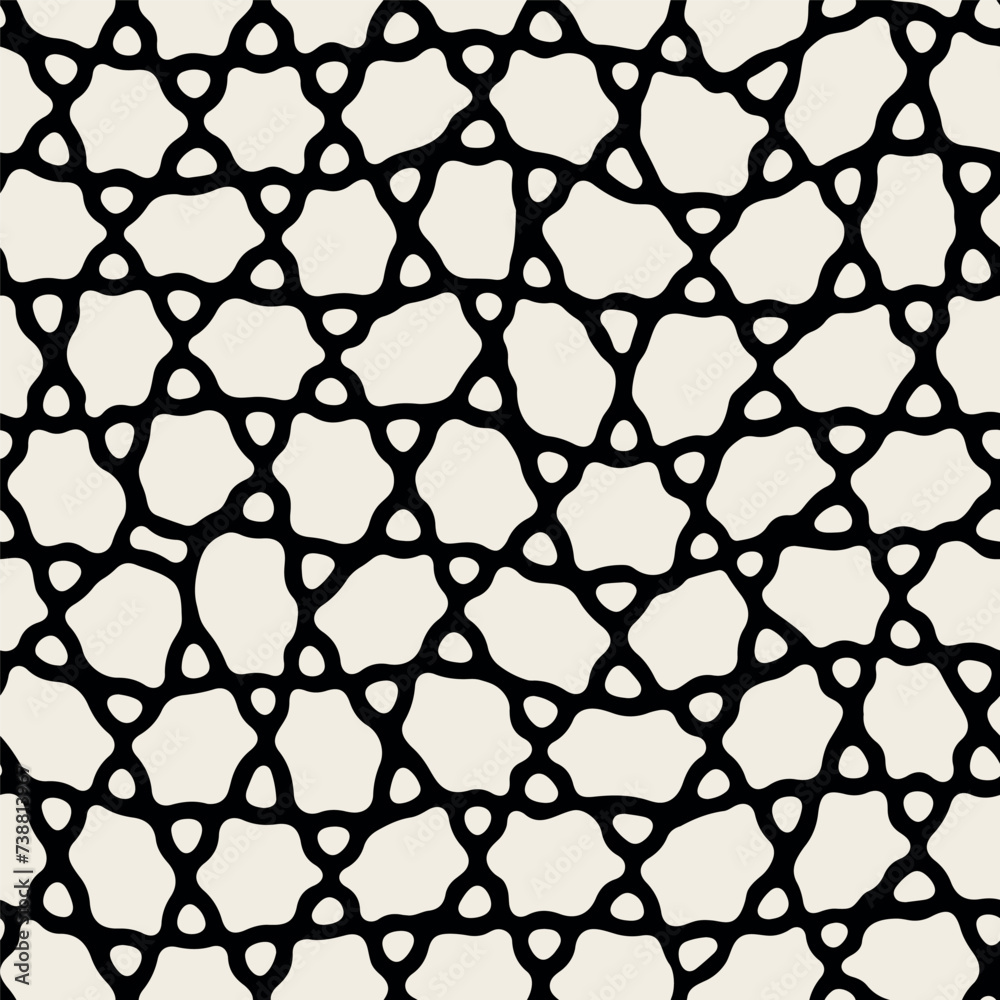 Naklejka premium Vector seamless pattern. Monochrome organic shapes. Stylish creative print. Abstract natural texture. Hand drawn abstract background. Can be used as swatch for illustrator. 