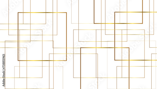 Bright golden chaotic square lines on white background illustration