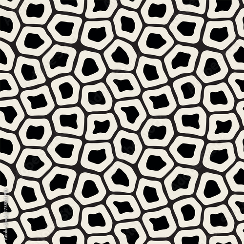Vector seamless pattern. Monochrome organic shapes. Stylish structure of natural spots. Hand-drawn abstract background. Can be used as a swatch. Spotty monochrome print.