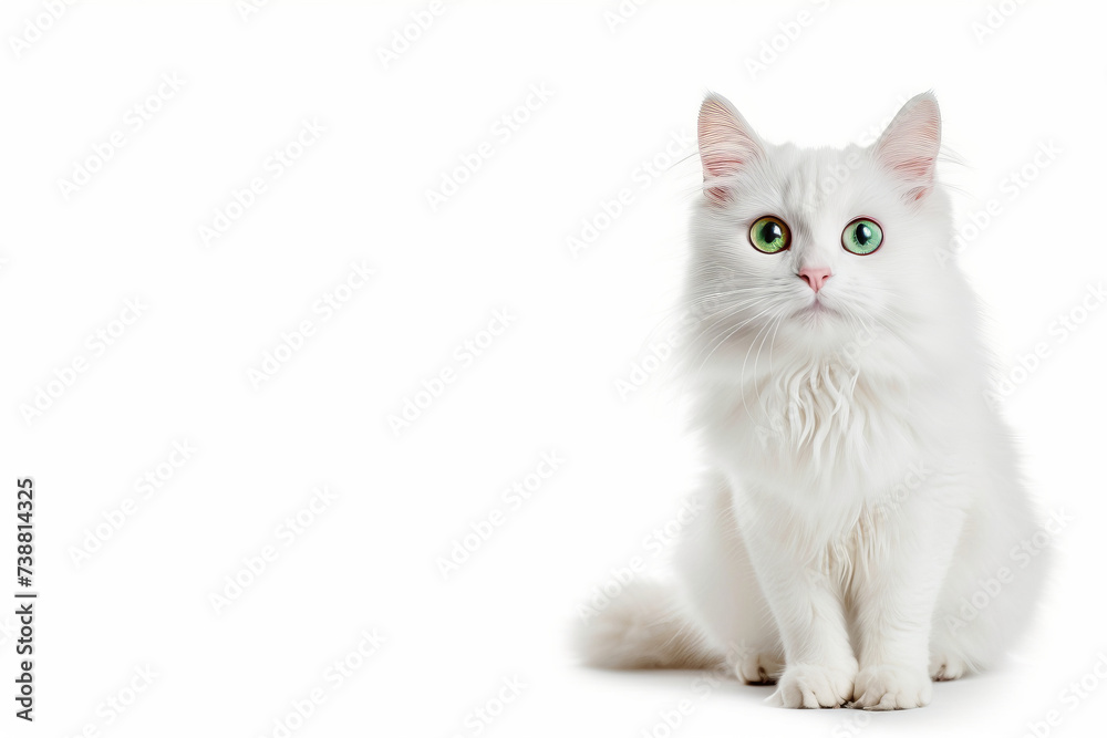 Fototapeta premium Cute cat on white studio background