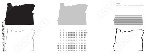 Oregon State Map Black. Oregon map silhouette isolated on transparent background. Vector Illustration. Variants. photo