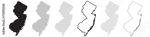 New Jersey State Map Black. New Jersey map silhouette isolated on transparent background. Vector Illustration. Variants. photo
