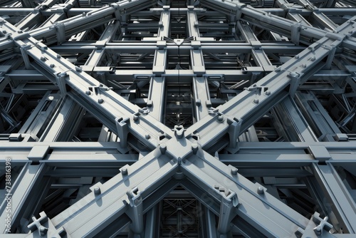 Metallic Creativity: 3D Illustration of Cross-Shaped Scaffolding Structure