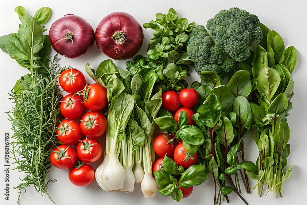 vegetables on a white background flat lay vegetables on a white background flat lay